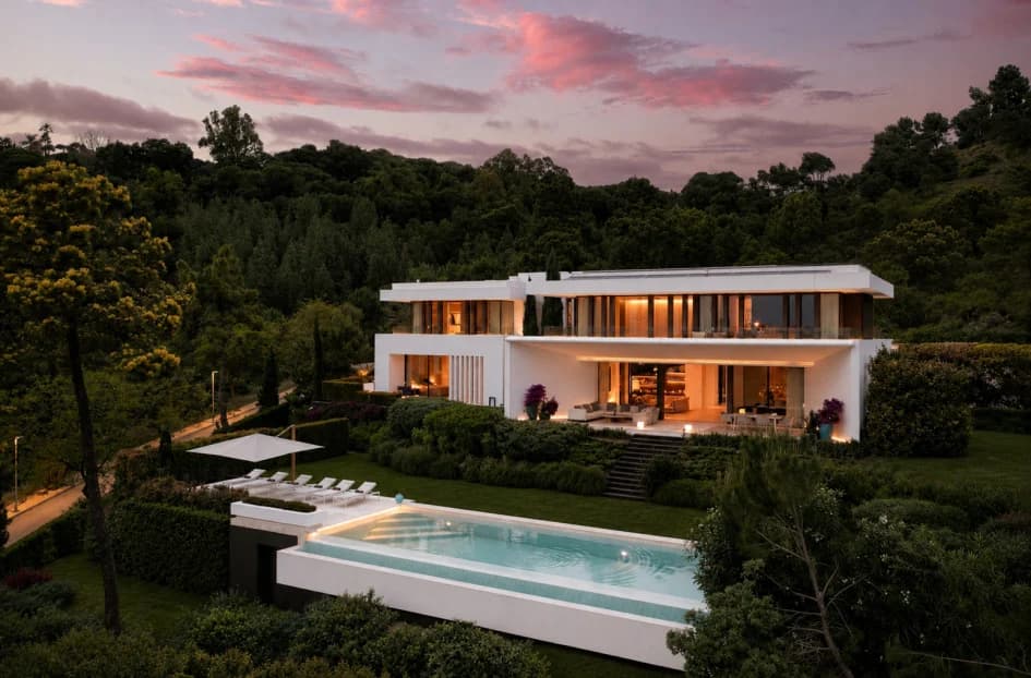 Villa and sunset